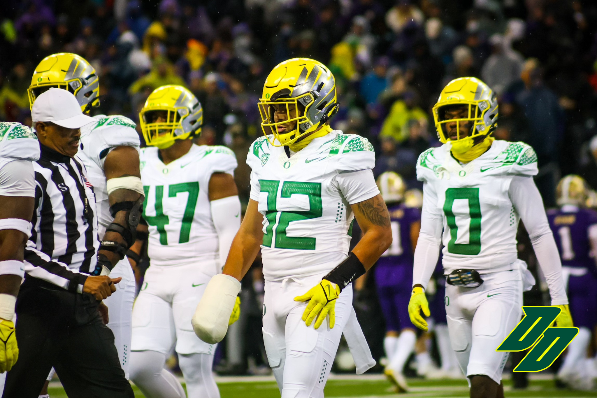 Jordan Happle snagged an interception despite playing with a club on his right hand.